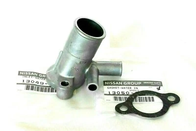 Datsun 510 Pick-Up 521 610 620 710 L16 L18 L20B Coolant Water Inlet & Gasket - Image 1 of 3