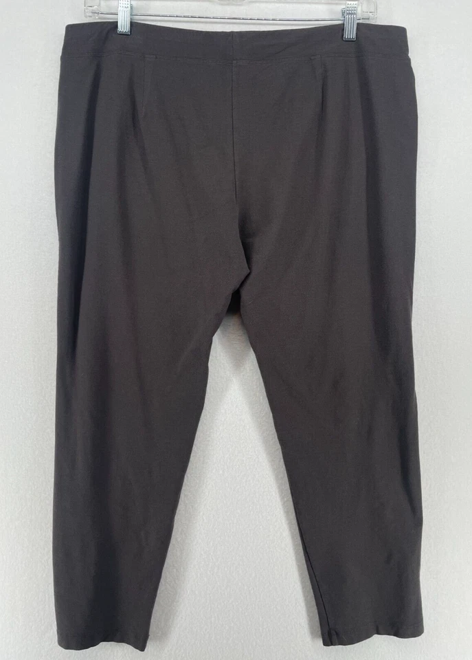 Pantalones EILEEN FISHER XL 696 Lavables Elastizados Crepé Delgados Tobillo Cintura Elástica Gris Foto 3 de 4