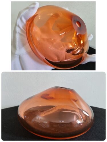 SELTEN Vintage Antik Zeitgenössisches Kunstdekor Glas Runde Flache Vase Topf Pink - Bild 1 von 23