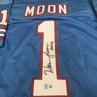 Warren Moon Signed Oilers Football Jersey w/ HOF Inscription. JSA Witnessed AUTO
