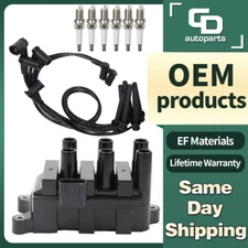 Ignition Coil +6 Spark Plug + Wire for Ford F-150 Mustang MPV Sable 3.0/3.8/4.2L