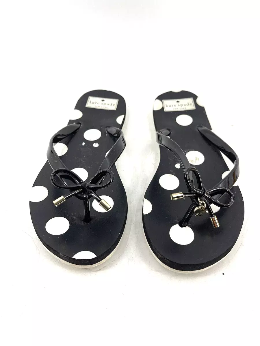 Kate spade black cheap and white flip flops