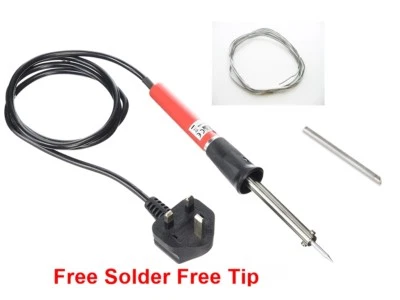 DURATOOL Mains Powered 40 Watt Soldering Iron, FREE SOLDER Free Spare Tip