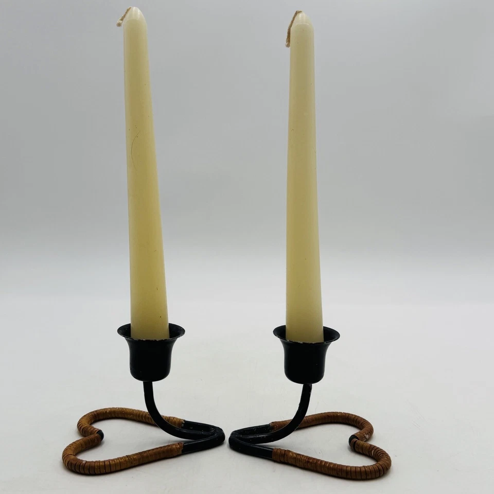 Boho Wrought Iron Taper Candle Holders Modern Heart Shaped Farmhouse Country - Image 4 of 4