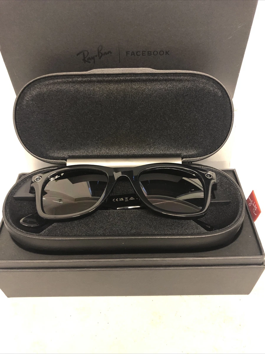 Ray Ban Stories Wayfarer RW4002 Shiny Black Frame Polar Gradient Gray Lens