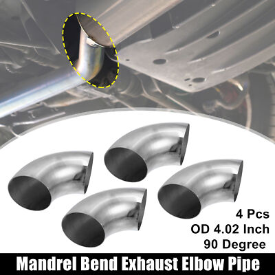 4pcs OD 4'' 90 Degree Mandrel Bend Elbow Stainless Steel Bend Exhaust Tube