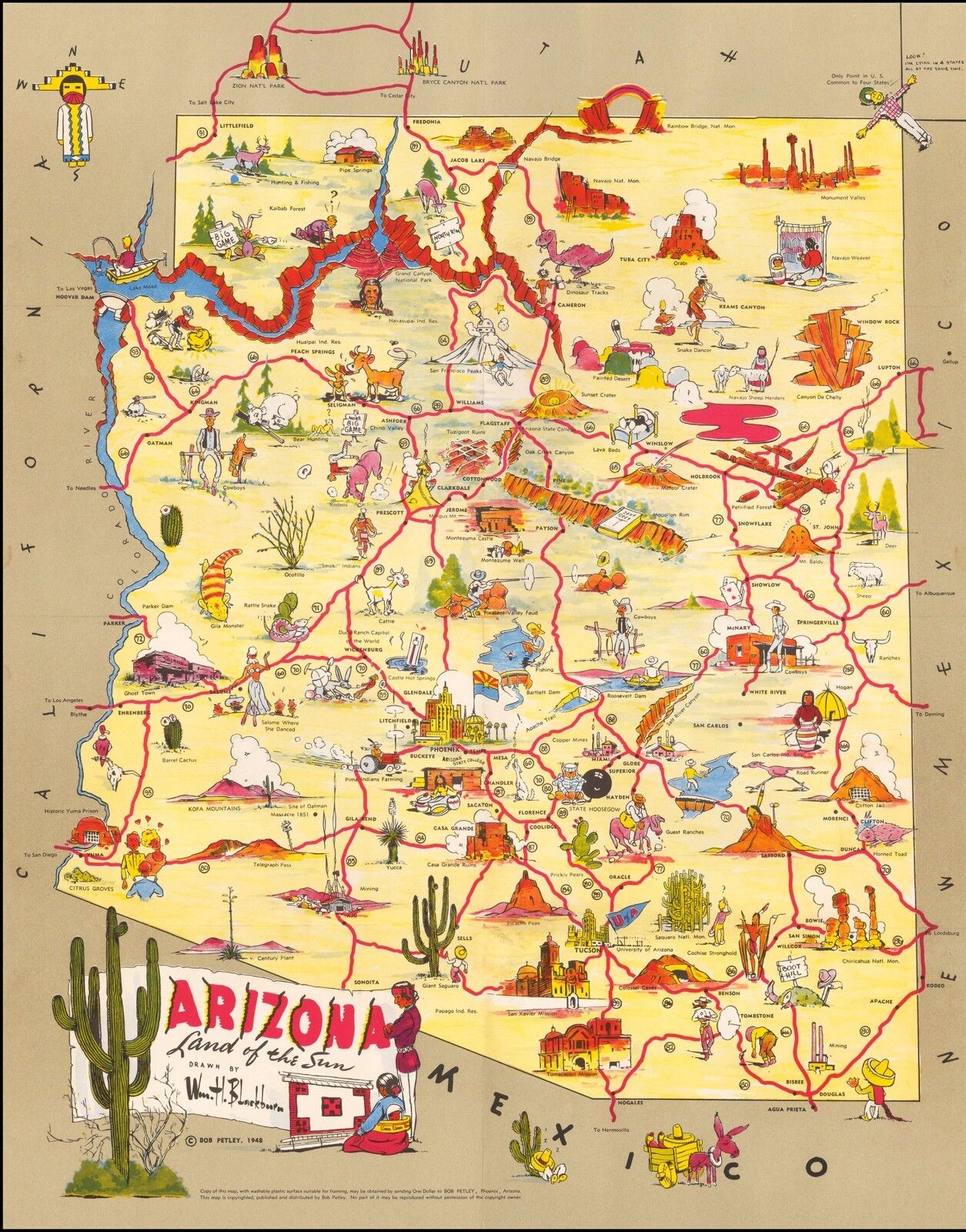 工場直送 1906 pictorial map Arizona Land the 【WEB限定】 POSTER of Sun 51745