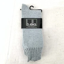 B.Ella Womens 9-11 Socks Angora Blend Mid Calf Crew Light Blue Fuzzy Luxury