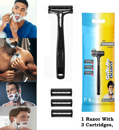 Rasoir Gillette Guard + 12 Cartouches - Pour Peaux Sensibles, Facile à Utiliser