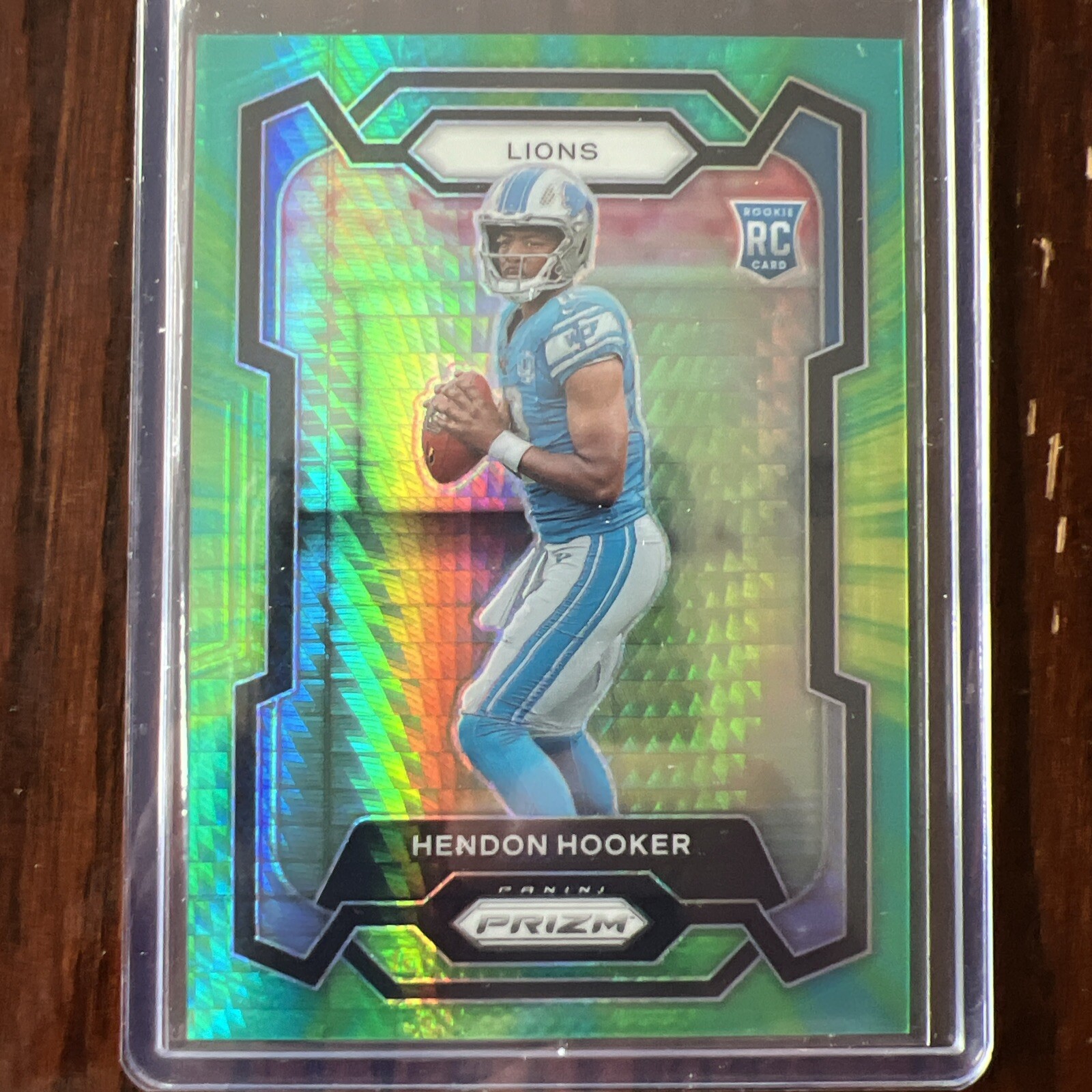 2023 Panini Prizm Hendon Hooker Green Hyper Prizm /175 Rookie RC #329 Lions