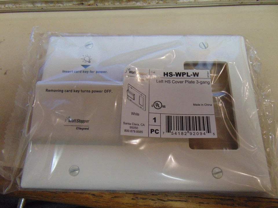 WATT STOPPER Wattstopper HSWPLW Cover Plate For Three- Gang Box white left