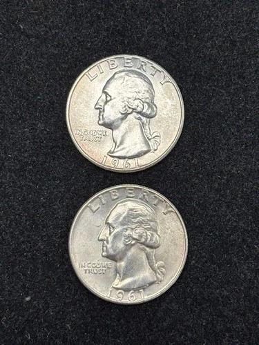 Pair 1961 & 1961-D Washington Silver Quarters -- VERY NICE MS COINS!