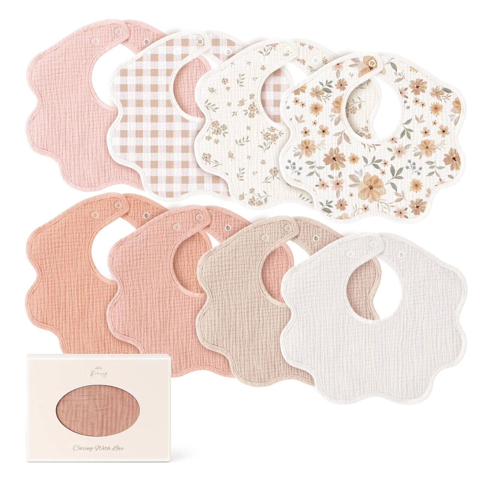 Muslin Baby Bibs 8 Pack 100 Cotton Absorbent Bandana Drool Teething Unisex