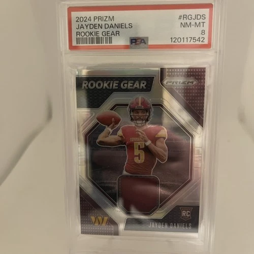 2024 PANINI PRIZM ROOKIE GEAR #RGJDS JAYDEN DANIELS ROOKIE RC PSA 8
