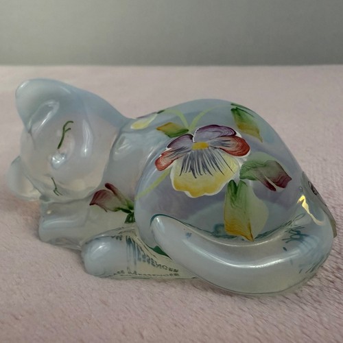 Fenton 2004 Messenger Exclusive Opalescent Sleeping Kitty Signed S. Hopkins #527 - Picture 6 of 13