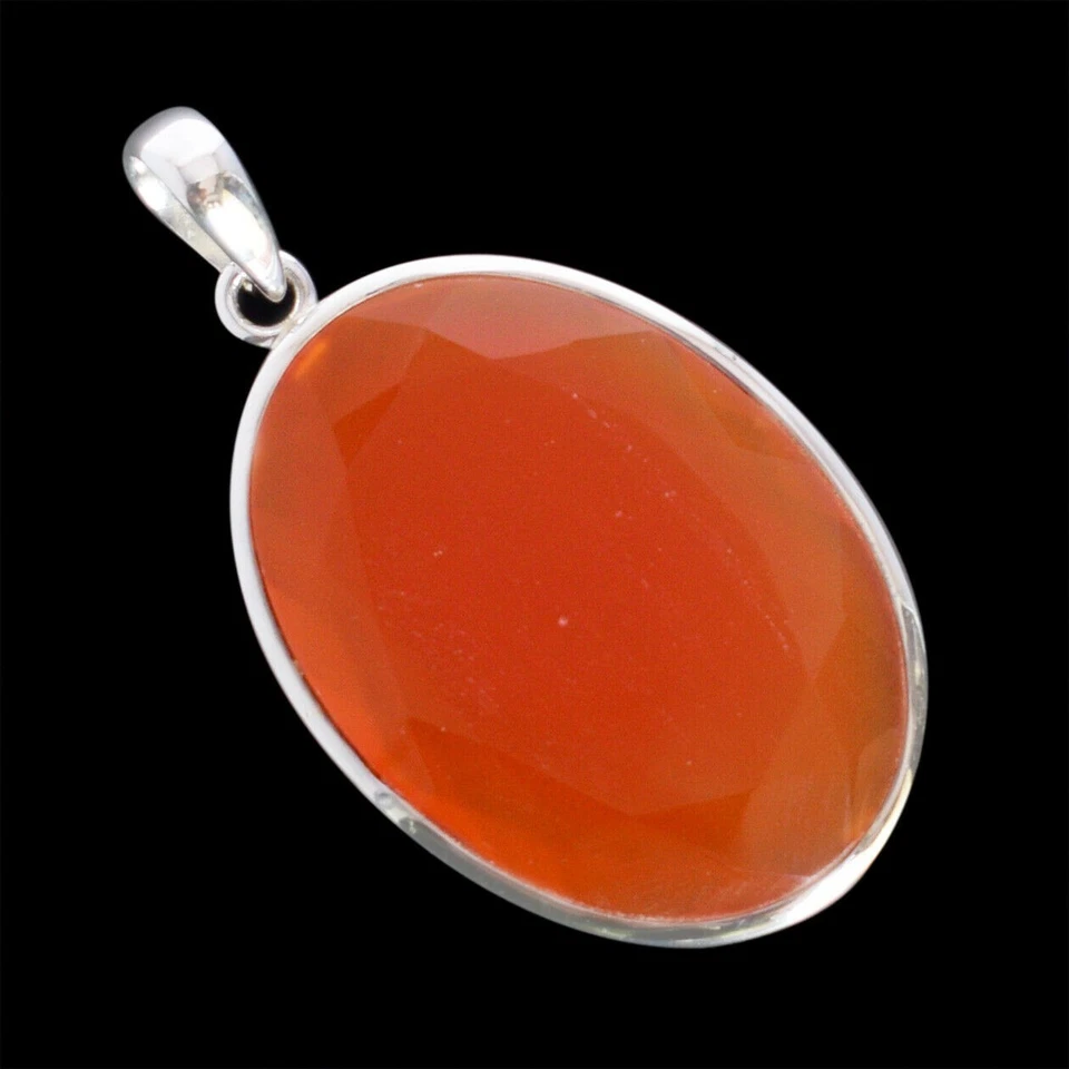 Ciondolo corniola pietra preziosa ovale argento sterling 925 regalo... - Immagine 4 di 4