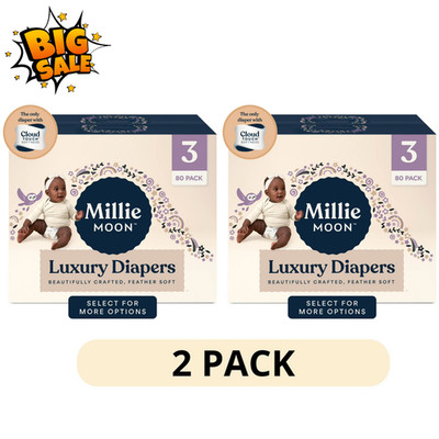 2 Pack Millie Moon Luxury Diapers Size 3 80 Count Disposable Baby Diapers