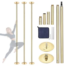 Yescom 3 Pack 9.25 FT Spinning Static Dancing Pole Kit for Studio Club Gold