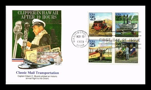 US COVER CLASSIC MAIL TRANSPORTATION FIRST DAY ISSUE SETENANT FLEETWOOD