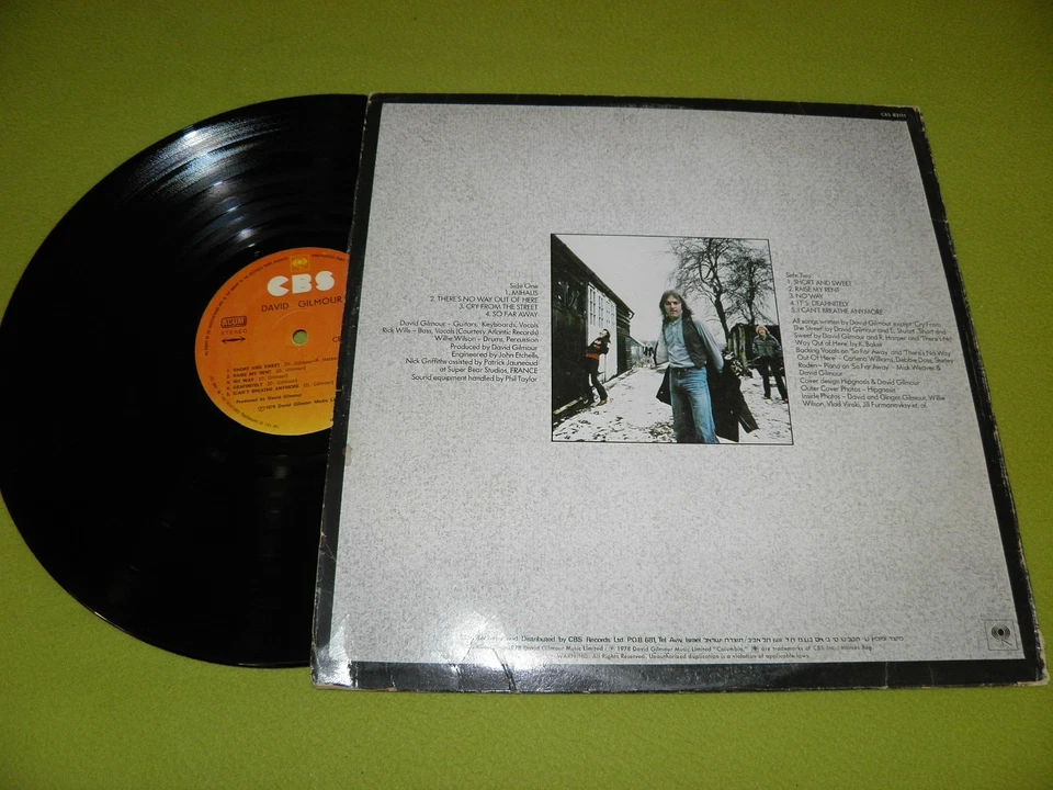 David Gilmour - 1st Album RARE Israel 1st Press Hebrew Print Sleeve ! Misprint ! - Image 3 of 3