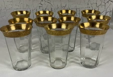 Vintage Tiffin Franciscan Rambler Rose OPTIC Gold Encrusted JUICE Glasses