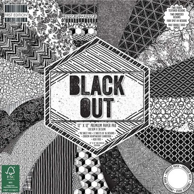 First Edition Paper Pad Karten Scrapbooking 12x12 Black Out Scrap