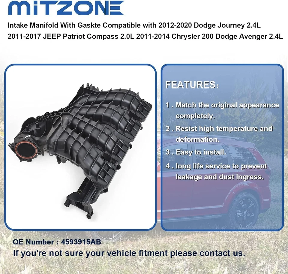 Colector de admisión MITZONE con Gaskte compatible con Dodge Journey 2009-2020...  Foto 4 de 4