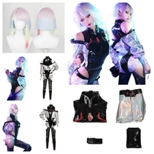 Lucy Cosplay Edgerunners 2077 Netrunner Costume / Wig Halloween Jumpsuit fullset