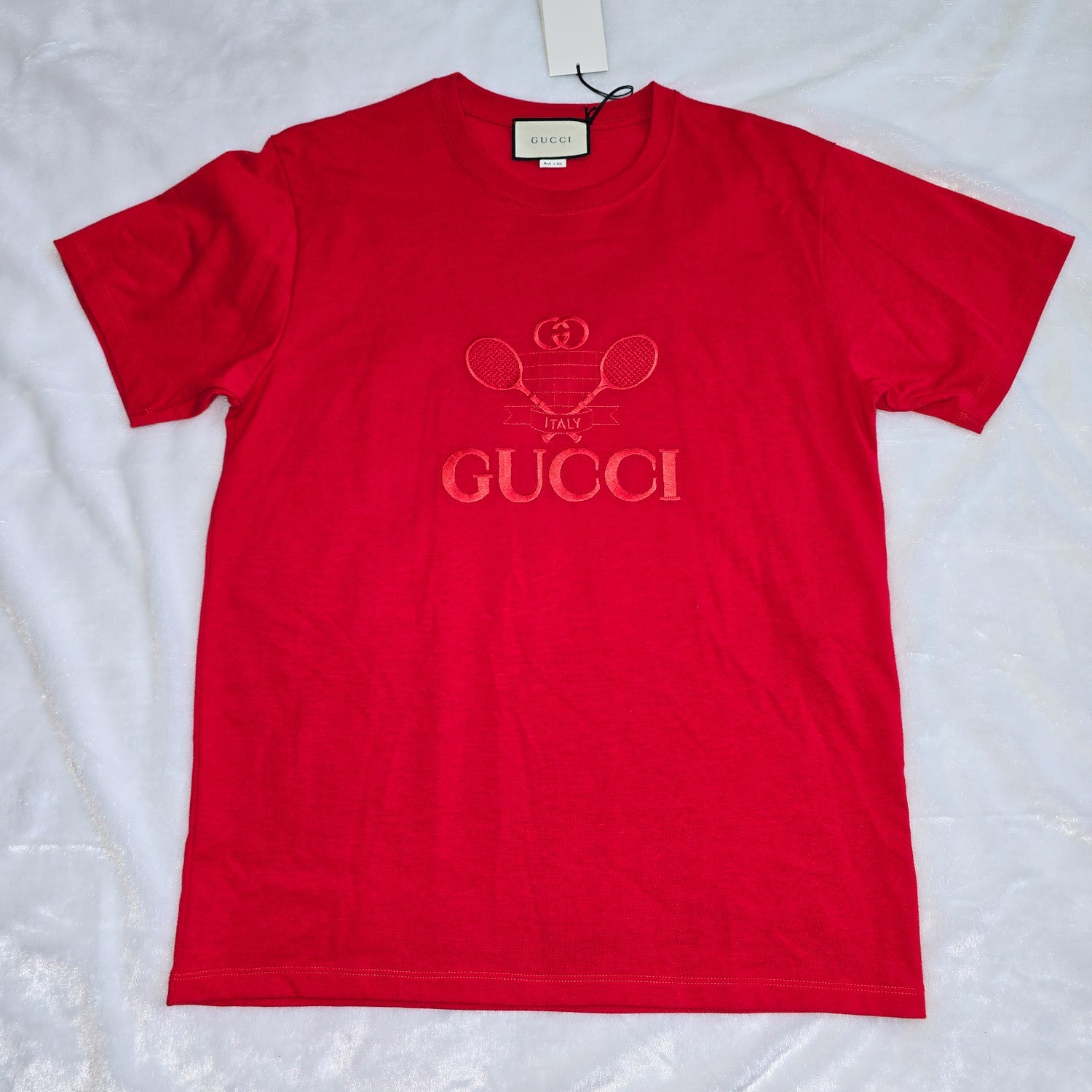 Gucci Tennis Racket Embroidered T-shirt Red | Size S | MSRP $650 | NWT | US Open