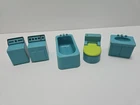 Vintage Fisher Price Little People Blue Bathroom Furniture Washer And Dryer