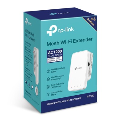 TP-Link AC1200 WiFi Range Extender (RE330), Signal Booster, 1200 Mbps, Repeater