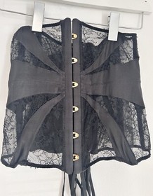 Agent Provocateur Silk Lace Boned Waspie Corset Waist Cincher Black Size AP 4