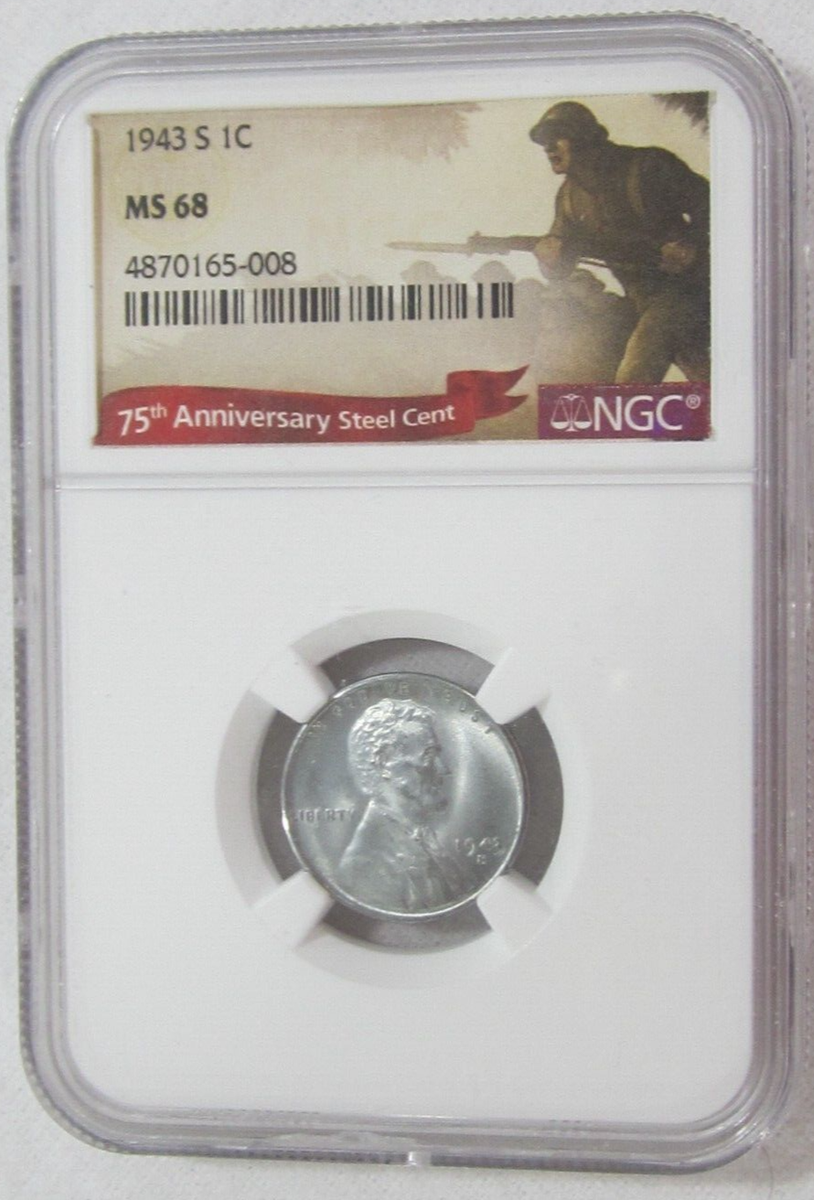 1943 S Lincoln Wheat Cent/Penny - Steel - NGC MS 68 (5-008) | eBay