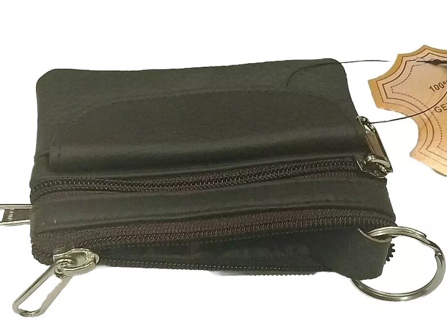 GENUINE COW HIDE LEATHER  KEY BROWN -COIN/KEY/CARD POUCH ( 910 ) image 3
