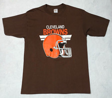 Vintage Cleveland Browns T Shirt L Trench Single Stitched 80s NFL Made In USA