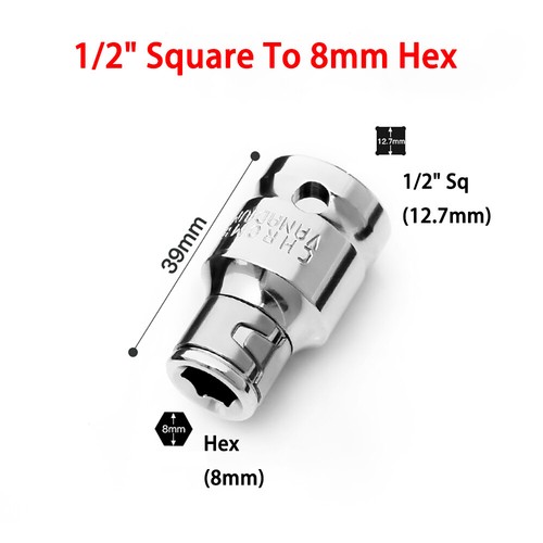 1/4" 3/8" 1/2" Square Drive To 1/4" / 8mm (5/16") /10mm Hex Bit Holder Adapter - Picture 8 of 14