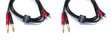 2 PACK 6' FT FOOT FEET Dual Patch 1/4" MALE TO RCA SPEAKER CABLE cords DJ PA