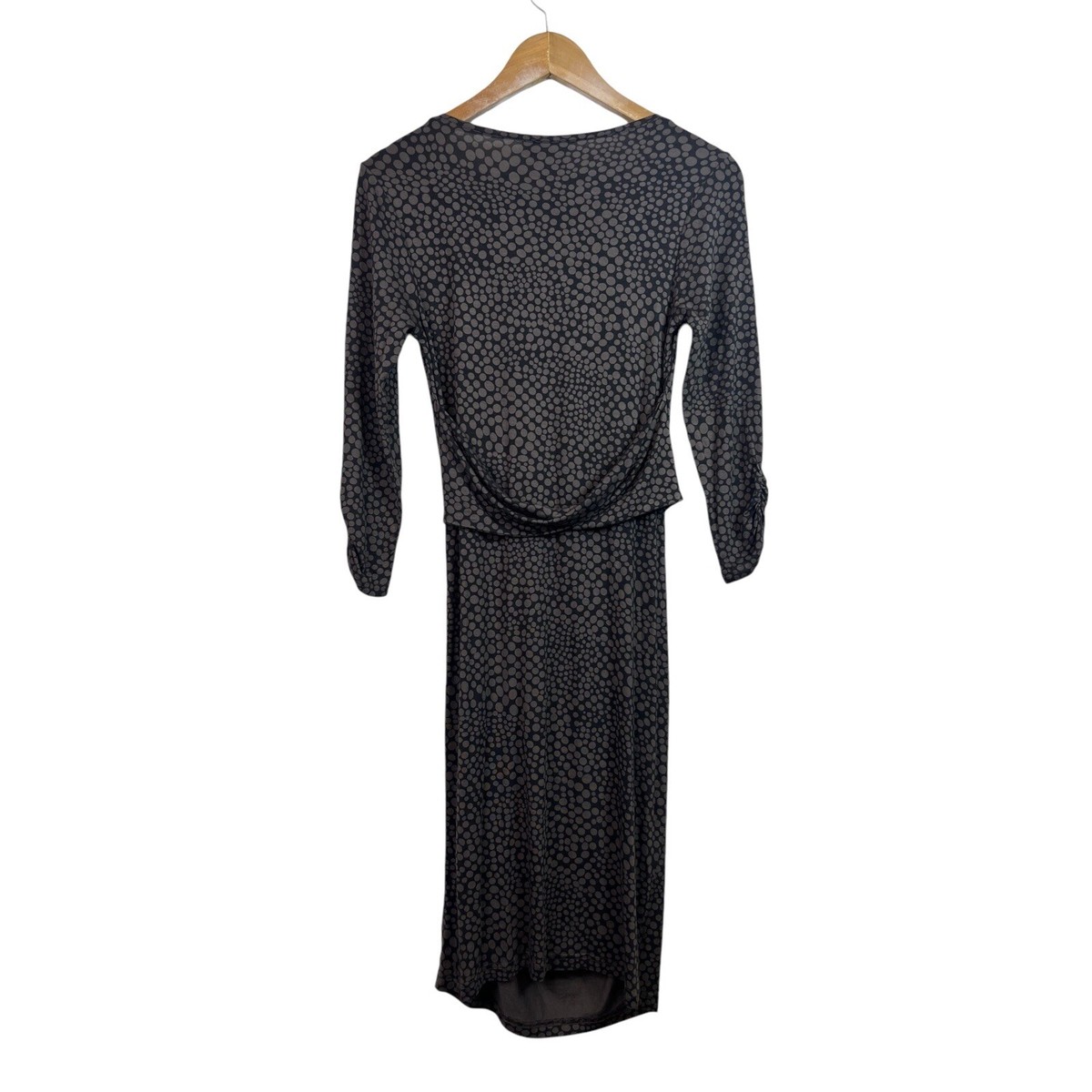Bordeaux Black Gray Polka Dot Cowl Neck Bodycon Sheath Dress 3/4