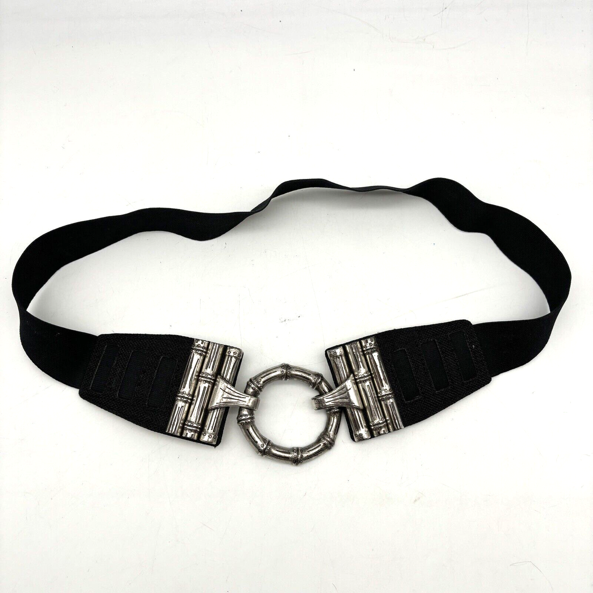 CHICO’S BELT BLACK LEATHER SILVER TONE CIRCLE BUCKLE ADJUSTABLE ACCESSORY SIZE S Chico main image 3