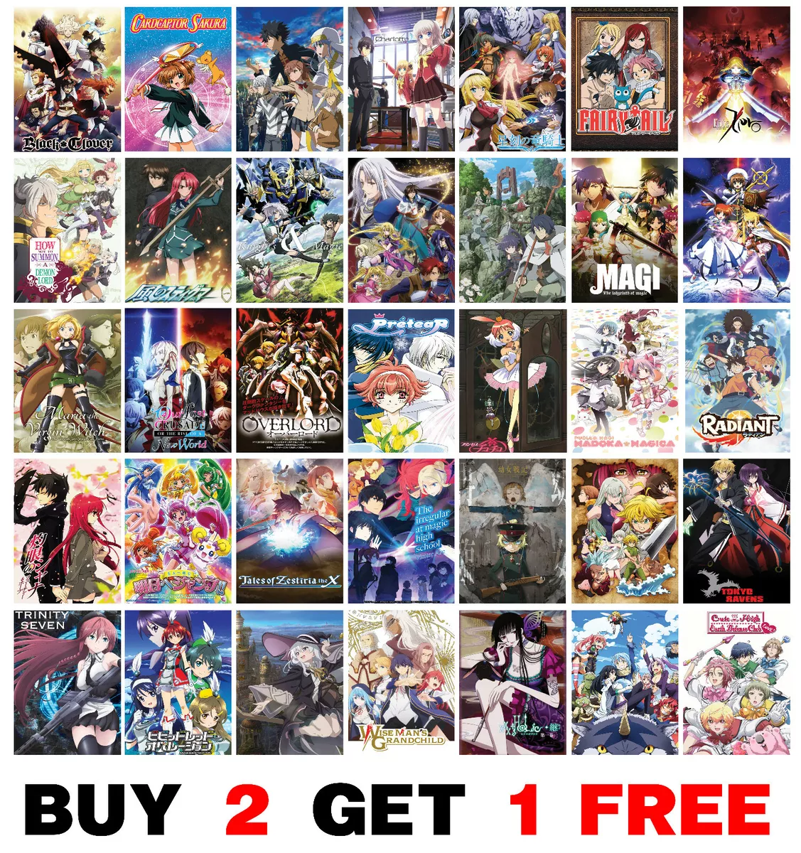  POSTER STOP ONLINE Fairy Tail - Manga/Anime TV Show  Poster/Print (Character Grid) (Size 24 x 36): Posters & Prints