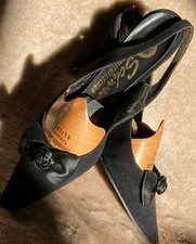 Original 60/70er Femmes Eumos Schwab Danse Taille 5 Noir Talon Aiguille Wildle