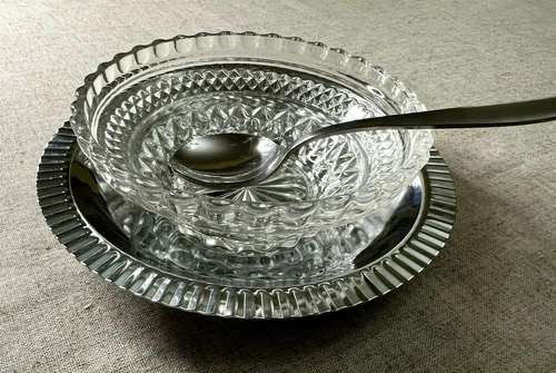 VTG Sauce Server by Kromex Heritage House 3 Piece Glass Stainless & Spoon 1960s