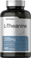 L Theanine 200mg | 400 Capsules | Value Size | Non-GMO | by Horbaach