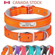 Reflective Nylon Dog Collar Custom Personalized Pet Name ID Tag Adjustable S-XL