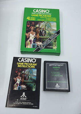 Atari 2600 Casino CX 2652, Cartridge, Manual, Orig Box, VG Condition Free Ship!