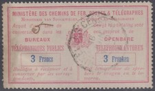 BELGIUM 1900 TELEPHONE 3 Francs, ROSE & BLUE  BRUXELLES  CANCEL & PEN MS  5 