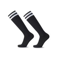 White & Black Striped Over-the-Calf Sports Socks for All Ages & Genders
