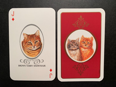 Swap Playing Card CATS BROWN TABBY JACK OF DIAMONDS Bridge Card BELGIUM 1988