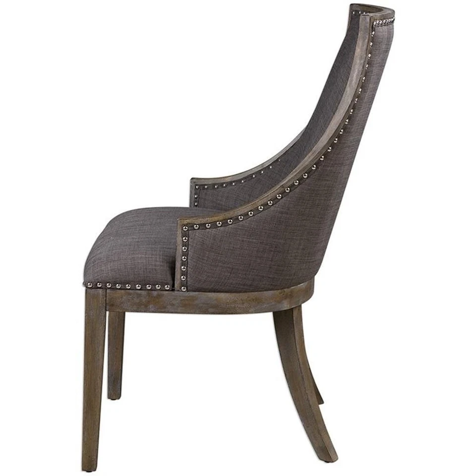 Silla de madera y tela Uttermost Aidrian Transitional en gris Foto 3 de 4