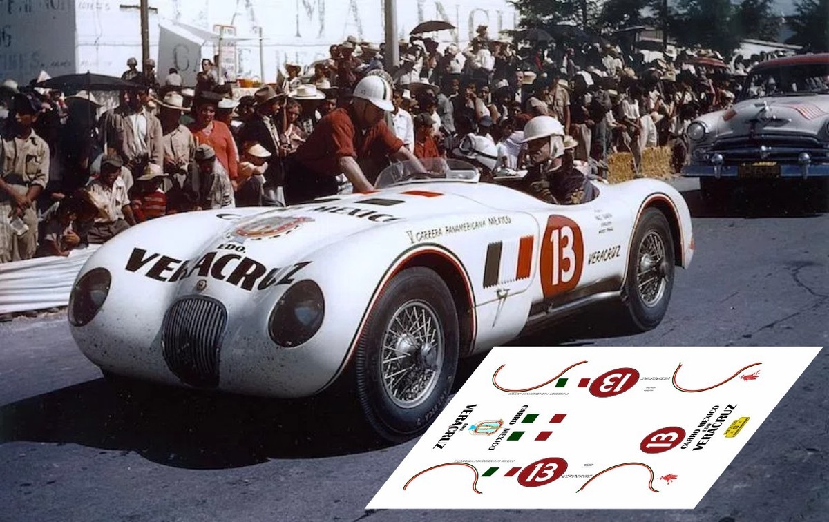 Decals Jaguar C Type Carrera Panamericana 1954 13 1:32 1:43 1:24 1